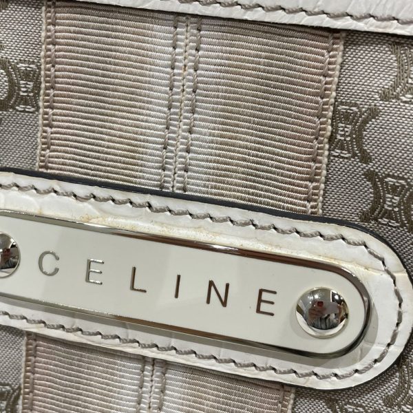 20443664 11 CELINE Macadam Logo Plate Handbag Biege