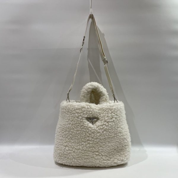 20446362 8 Prada Triangle Logo 2Way Fluffy Handbag