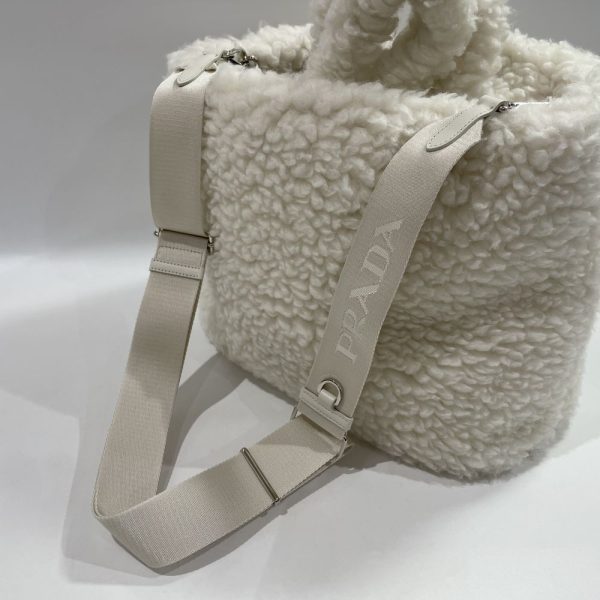 20446362 9 Prada Triangle Logo 2Way Fluffy Handbag