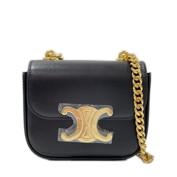 20447503 1 CELINE Mini Triomphe Chain Shoulder Bag Black