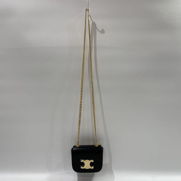 20447503 11 CELINE Mini Triomphe Chain Shoulder Bag Black