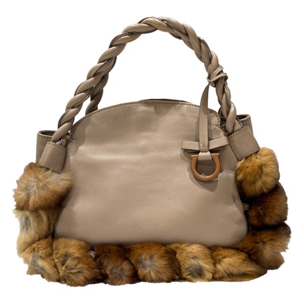 20451079 1 Salvatore Ferragamo Gancini Real Fur Twist Handle Handbag