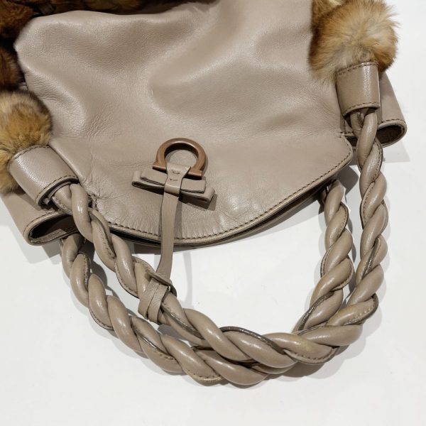 20451079 7 Salvatore Ferragamo Gancini Real Fur Twist Handle Handbag