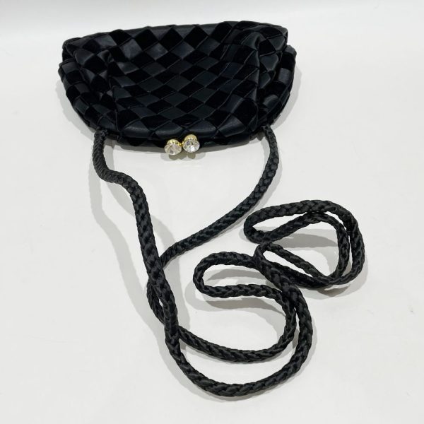 20451235 5 Bottega Veneta Shoulder Bag Intrecciato Clasp Bijou String Crossbody Bag Black