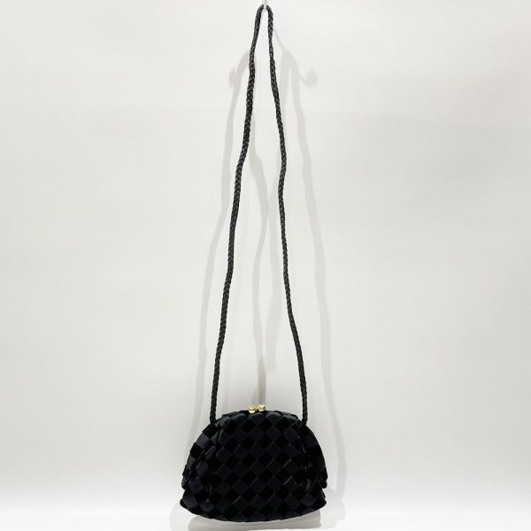 20451235 6 Bottega Veneta Shoulder Bag Intrecciato Clasp Bijou String Crossbody Bag Black