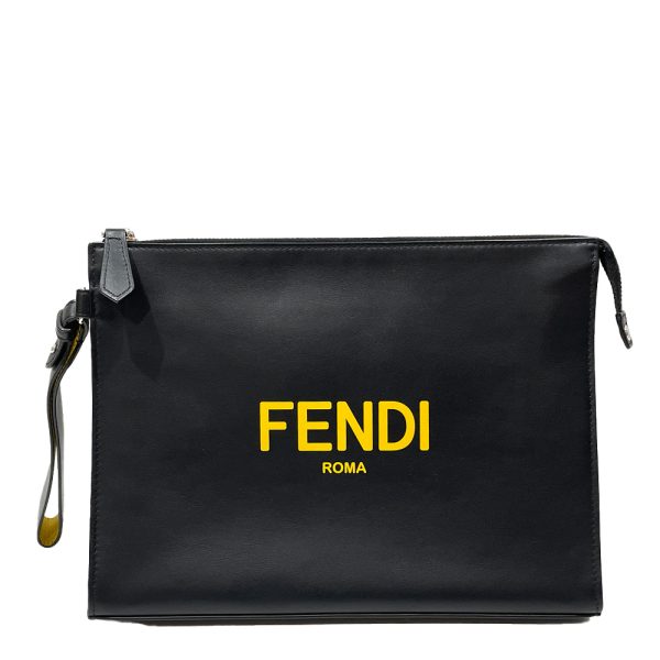 20452974 1 FENDI Logo Flat Slim Clutch Bag