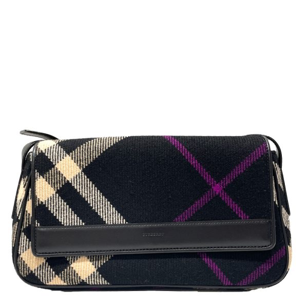 20453720 1 Burberry Logo Check Tweed One Shoulder Bag Black