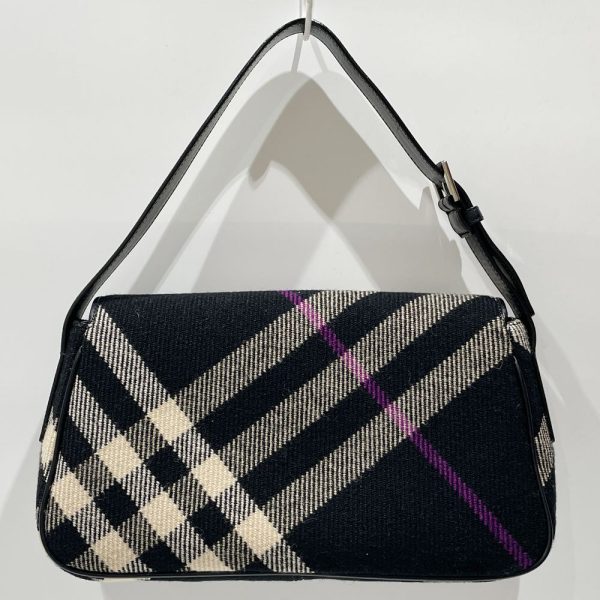 20453720 3 Burberry Logo Check Tweed One Shoulder Bag Black