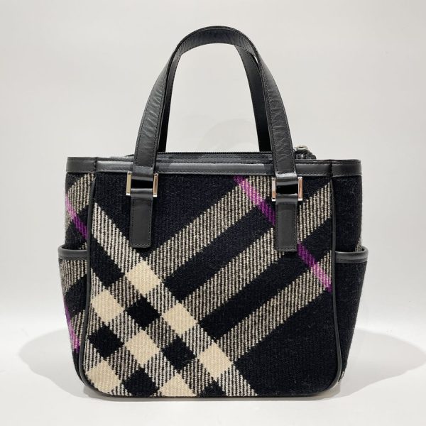 20453729 2 Burberry Check Tweed Side Pocket Handbag Black