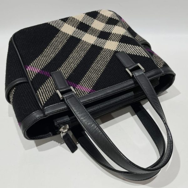 20453729 7 Burberry Check Tweed Side Pocket Handbag Black