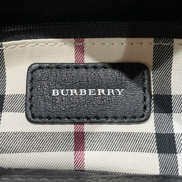 20454460 11 Burberry Logo Gathered Pocket Internal Check Handbag Black