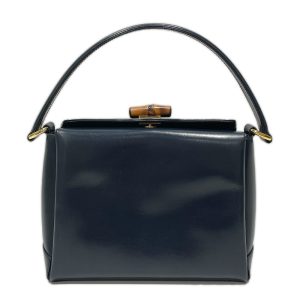 20454925 1 Celine Vintage Ring Logo Metal Calf Leather Mini Handbag Black