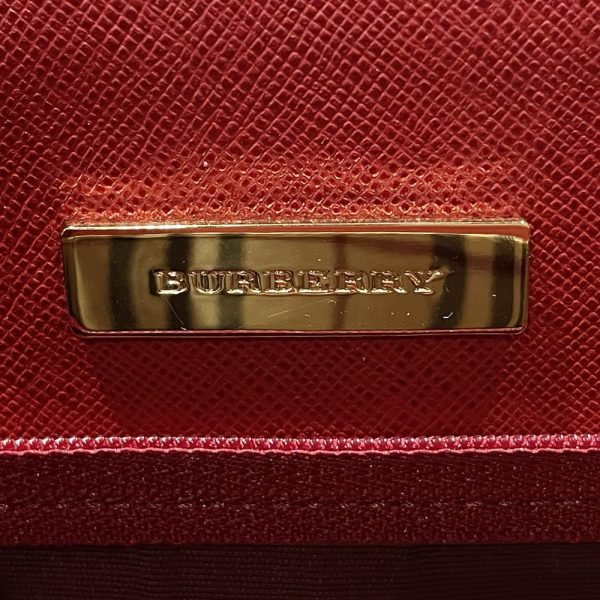 20455013 10 Burberry Logo Plate Internal Check Vintage Handbag Red