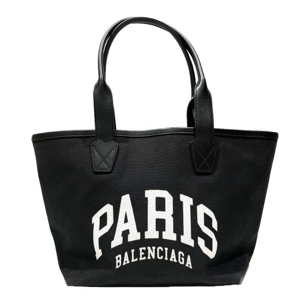 20456568 1 Balenciaga Tote Bag Cities Paris Jumbo Logo Print Bicolor Black White