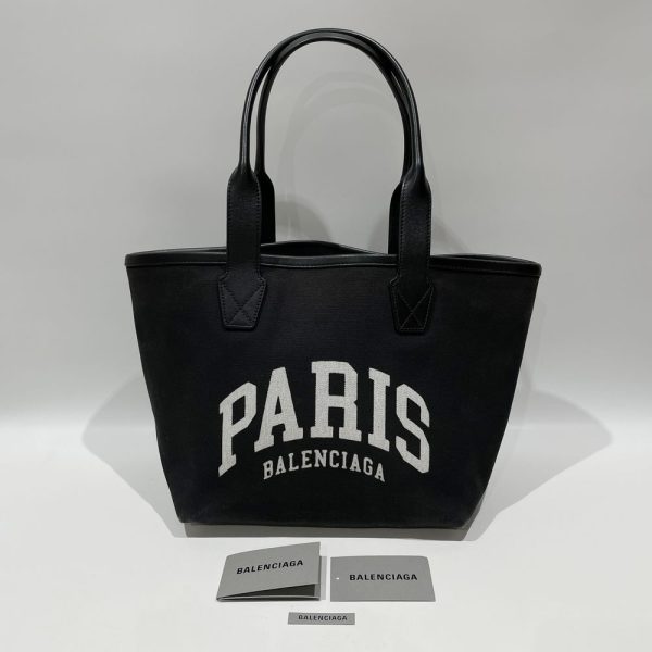 20456568 11 Balenciaga Tote Bag Cities Paris Jumbo Logo Print Bicolor Black White