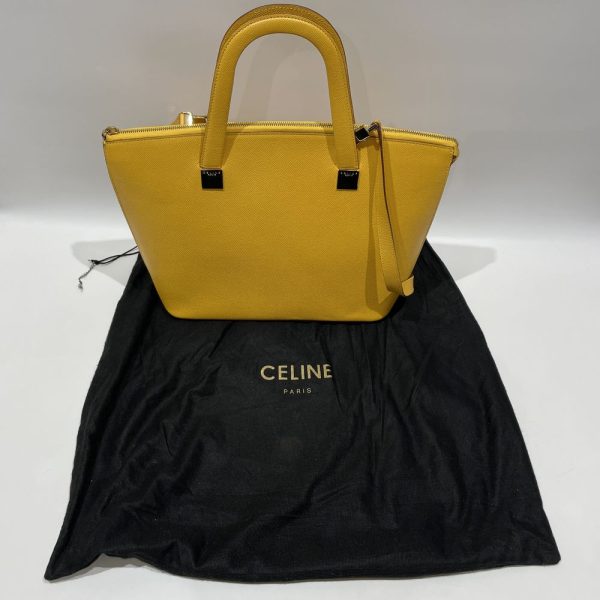 20456623 15 CELINE Logo Plate Handbag Yellow