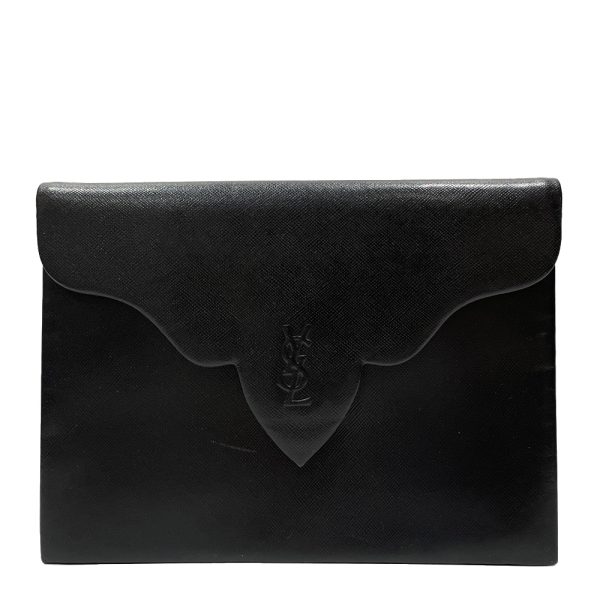 20456697 1 Yves Saint Laurent Logo Square Clutch Bag Black