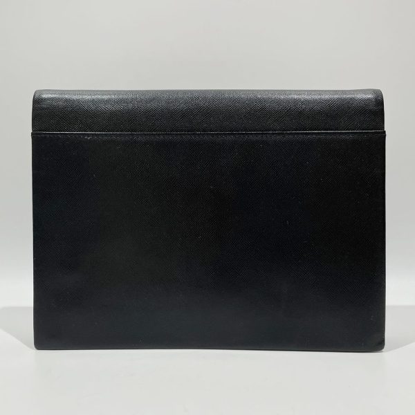 20456697 2 Yves Saint Laurent Logo Square Clutch Bag Black