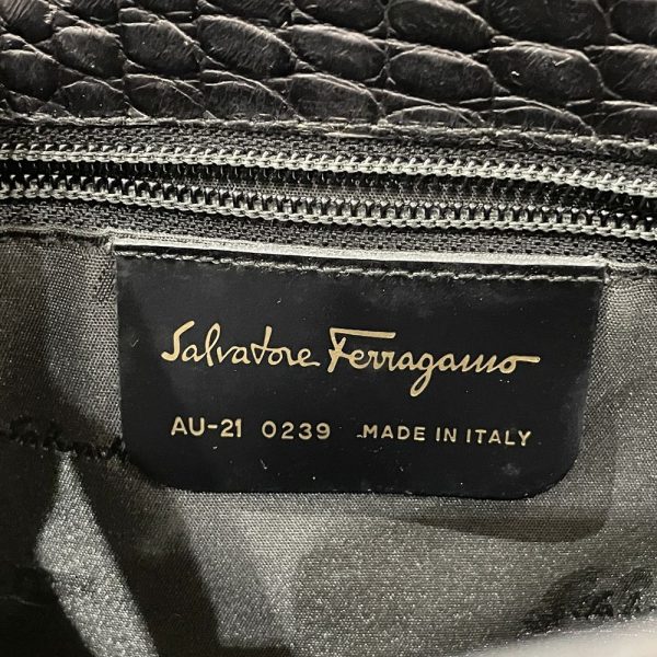 20457930 6 Salvatore Ferragamo Gancini Embossed Square Handbag Black