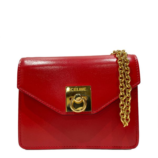 20458302 1 CELINE Ring Hardware Chain Square Mini Shoulder Bag Red