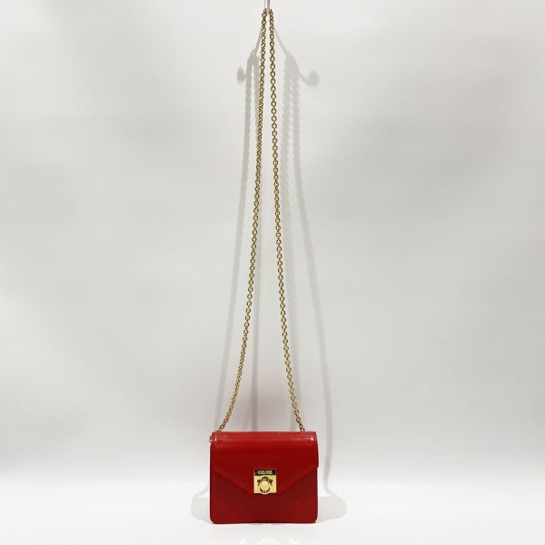 20458302 5 CELINE Ring Hardware Chain Square Mini Shoulder Bag Red