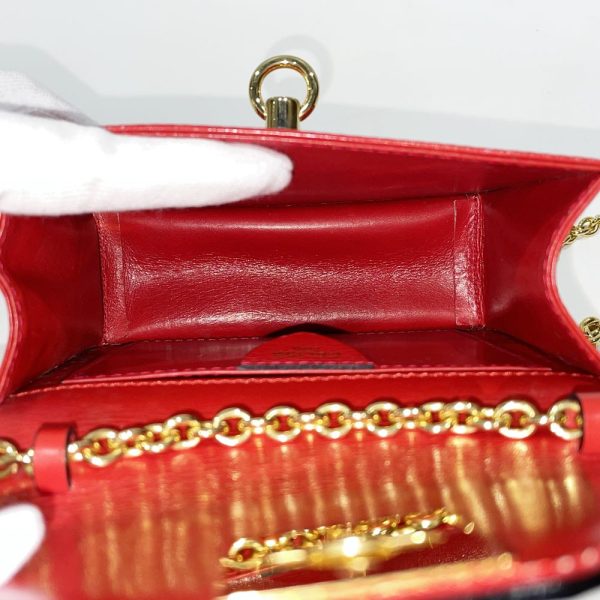 20458302 7 CELINE Ring Hardware Chain Square Mini Shoulder Bag Red