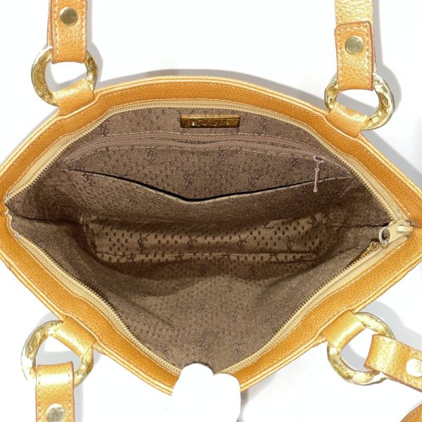 20460354 10 Yves Saint Laurent Logo White Stitch Charm Handbag Tan