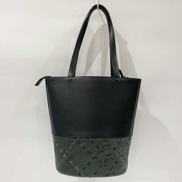 20460523 2 Burberry Logo Stitch Braided Tote Shoulder Bag Black