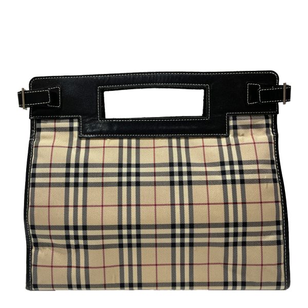 20460903 1 Burberry Blue Label Checked Handle Design Side Belt Handbag