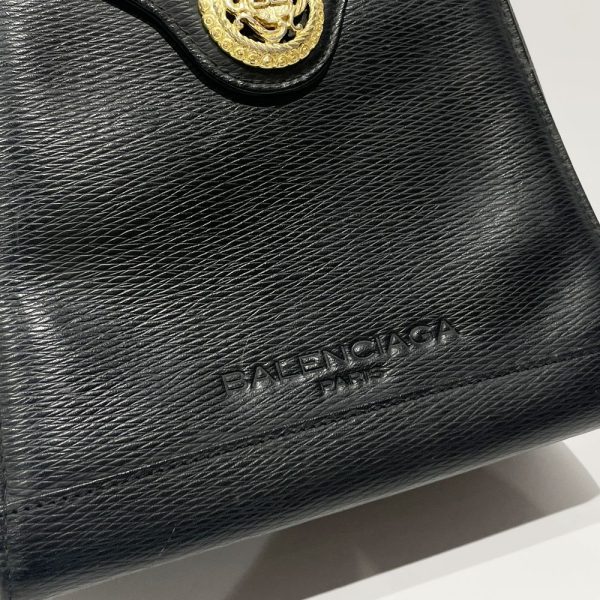 20460906 11 Balenciaga Handbag Bb Hardware Logo Mini Vintage Leather Black