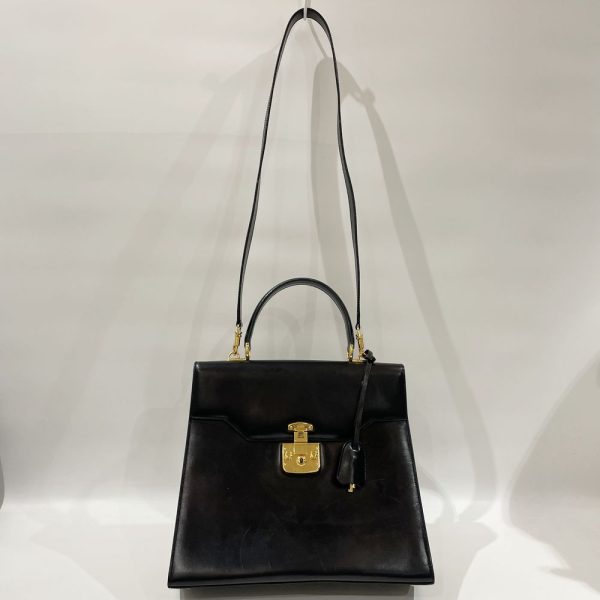 20460908 6 GUCCI Ladylock Top Handle Handbag Black