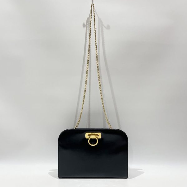 20462157 2 Salvatore Ferragamo Gancini Chain Crossbody Shoulder Bag Black