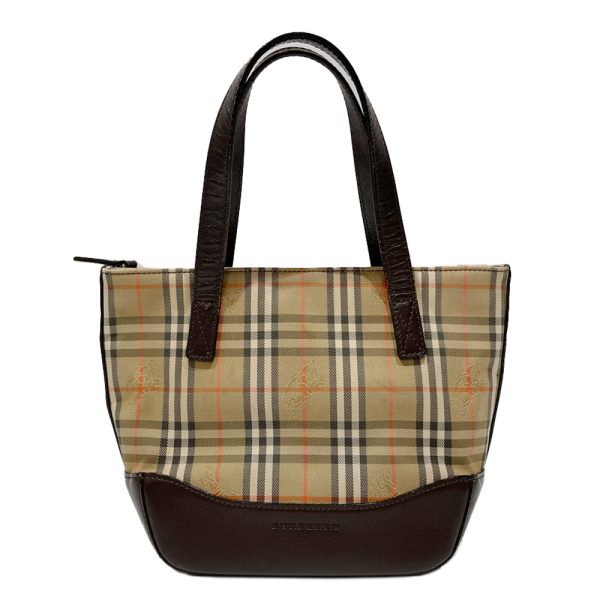 20462158 1 Burberry Logo Check Mini Handbag Beige x Brown