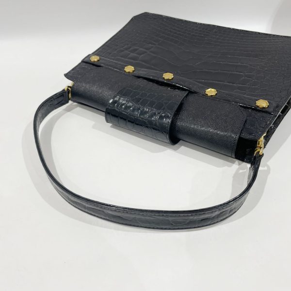 20465481 4 Christian Dior Embossed Vintage Leather Shoulder Bag Black