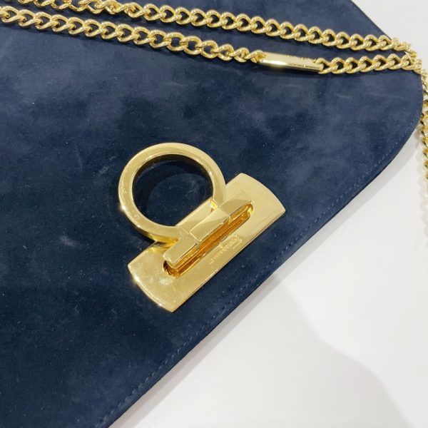 20465486 12 Salvatore Ferragamo Gancini Chain Crossbody Shoulder Bag Navy