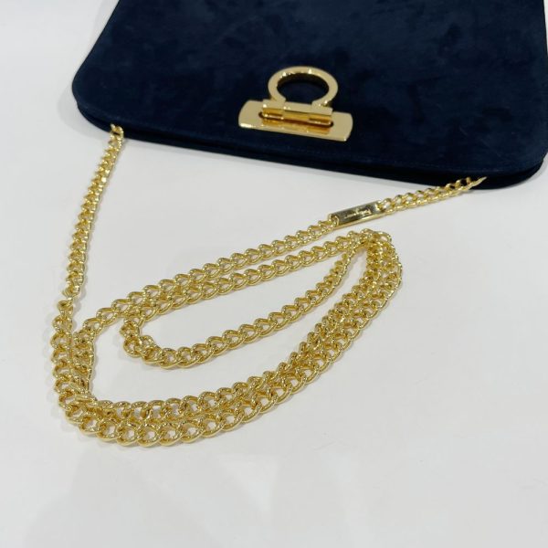 20465486 5 Salvatore Ferragamo Gancini Chain Crossbody Shoulder Bag Navy