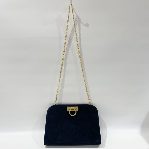 20465486 6 Salvatore Ferragamo Gancini Chain Crossbody Shoulder Bag Navy