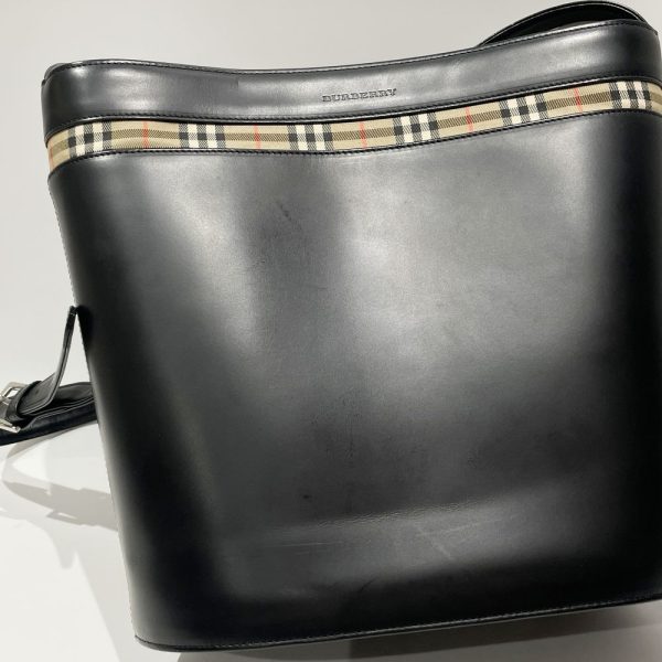 20469083 11 Burberry Logo Partial Check Pattern Bucket Crossbody Bag