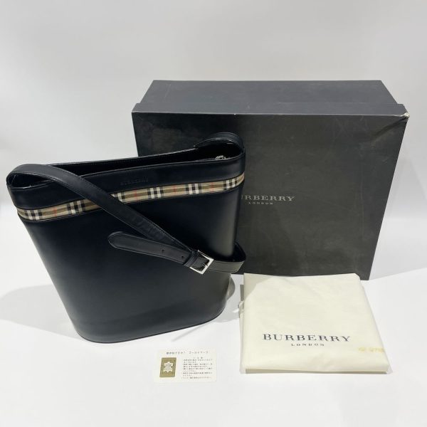 20469083 12 Burberry Logo Partial Check Pattern Bucket Crossbody Bag