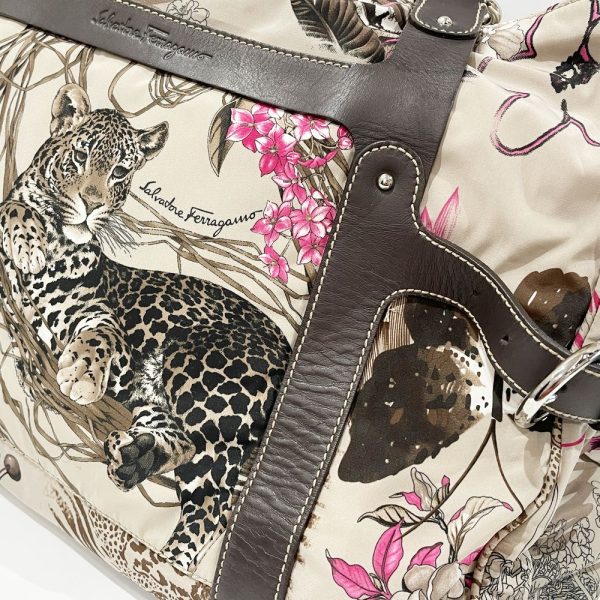 20473998 10 Salvatore Ferragamo Jaguar Flower Print Gancini Tote Bag