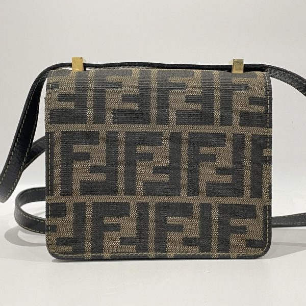 20475235 2 FENDI Logo Plate Zucca Mini Crossbody Shoulder Bag