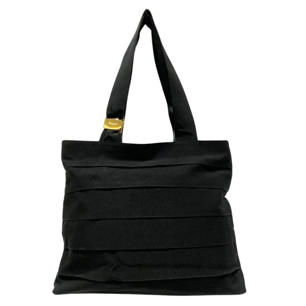 20475700 1 Salvatore Ferragamo Vara Gathered Frill Tote Bag Black