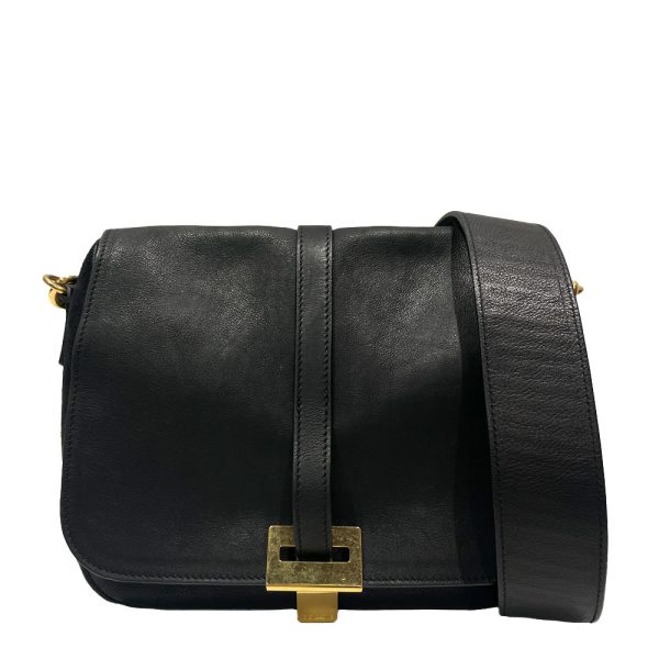 20476138 1 CELINE Logo Plate Shoulder Crossbody Black