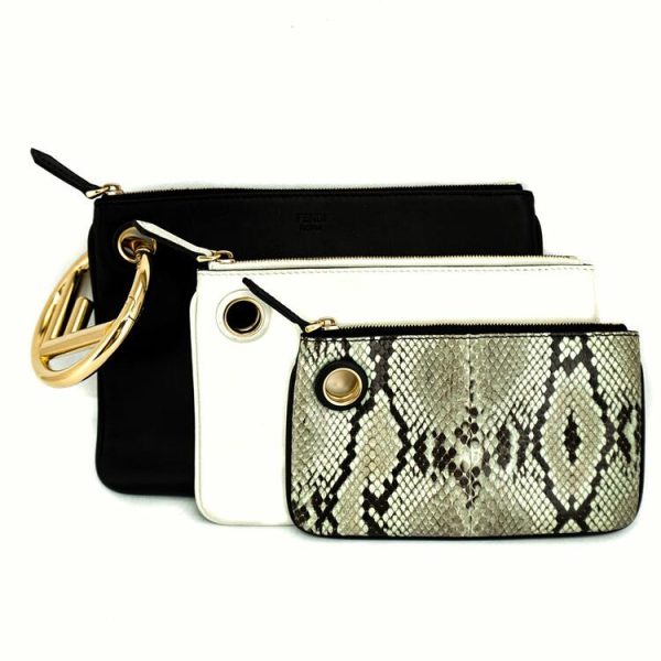 21 0943 02 Fendi Triplet Clutch Bag Leather Python Multicolor