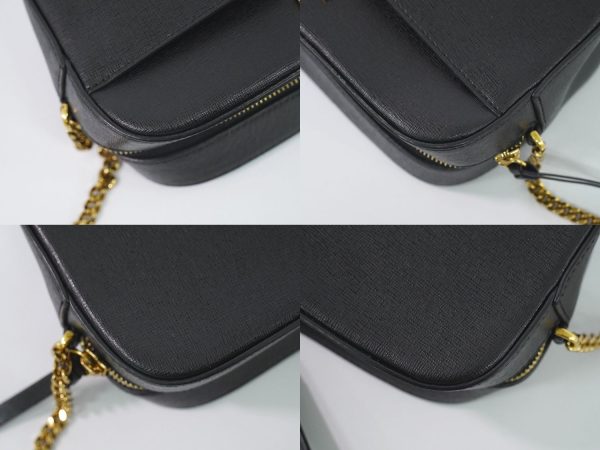 2100010000101278 6 Versace Pochette Leather Shoulder Bag Black