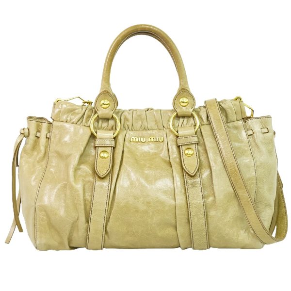 2100020000006172 1 Miu Miu 2WAY Shoulder Bag Beige