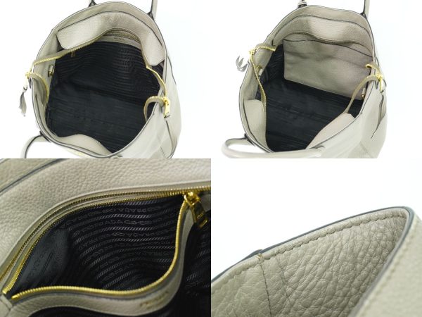 2100020000008617 8 Prada Vitello Dino Shoulder Handbag Pochette Gray