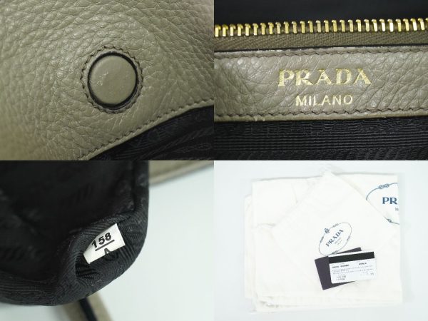 2100020000008617 9 Prada Vitello Dino Shoulder Handbag Pochette Gray