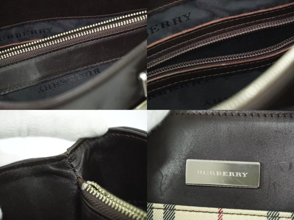 2100020000009843 9 Burberry Nova Check Leather Tote Bag Beige