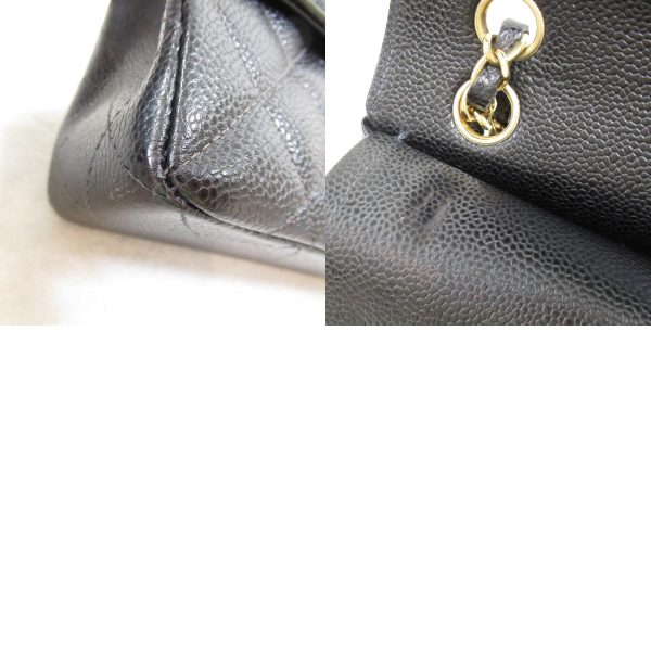 2100301130081 7c Chanel Matelasse Double Flap Chain Shoulder Bag Caviar Skin Black